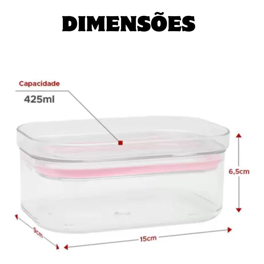 Pote Hermético Acrílico Tampa Trava Empilhável 425ml Cores Aleatórias