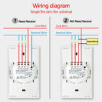 Tuya interruptores inteligentes eua rf433 1/2/3 gang sem fio neutro sensor de to