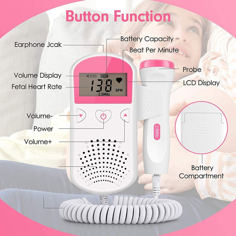 Atualizado Doppler Fetal para Casa, Gravidez Monitor de Freqüência Cardíaca, Det
