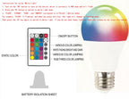 16 núcleos rgb lâmpada led multicolorida e27 220v iluminação doméstica regulável