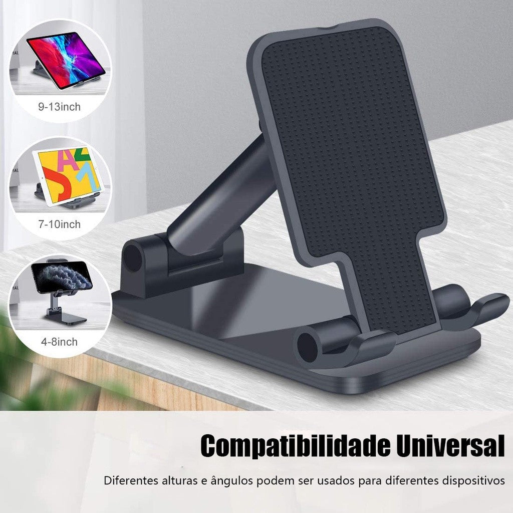 Suporte Dobrável Ajustável Universal para Celular e Tablet Preto e Branco para M