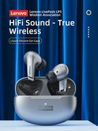 Lenovo-LP5 Fones De Ouvido Sem Fio Bluetooth, Fones De Música HiFi, Fones De Ouv