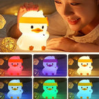 Mini Luminária Abajur Patinho Led colorido Silicone Touch Recarregável para Cria