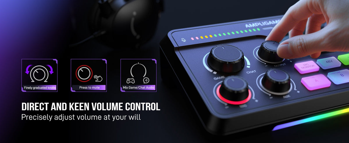 FIFINE Mixer de jogos com RGB para chat de voz / streaming / podcast, Mixer de á