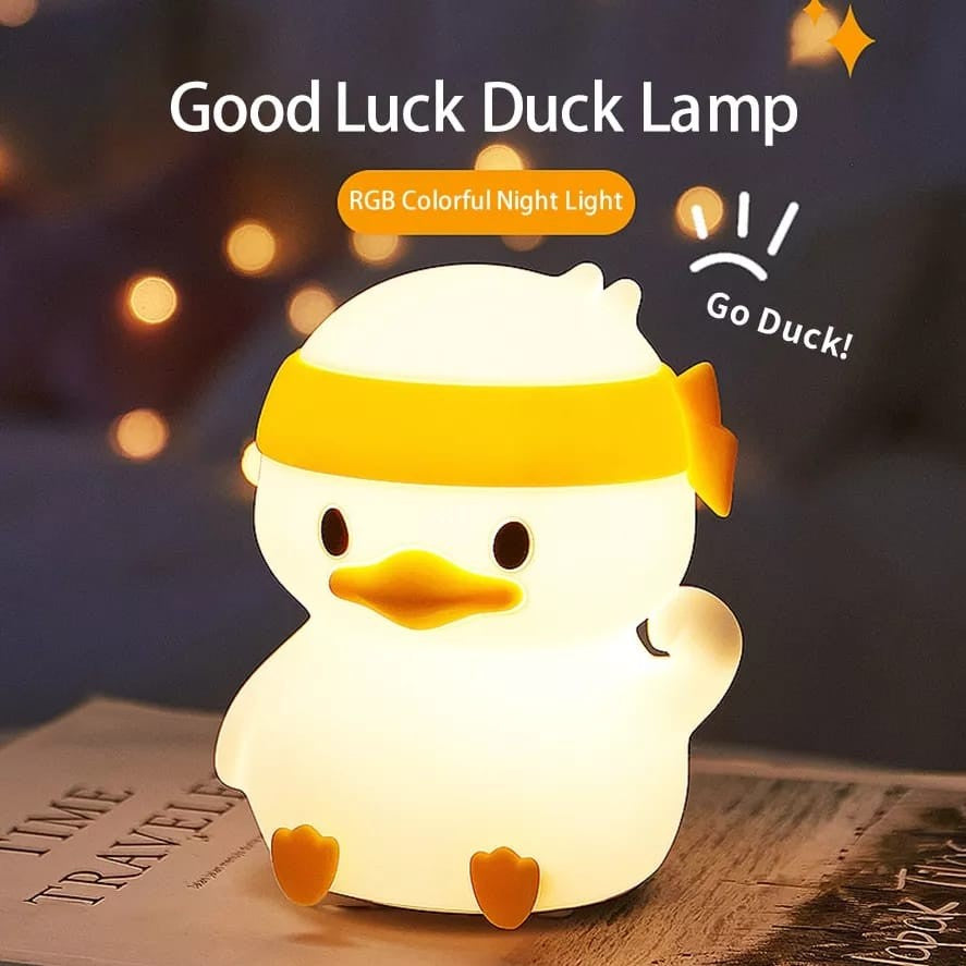Mini Luminária Abajur Patinho Led colorido Silicone Touch Recarregável para Cria