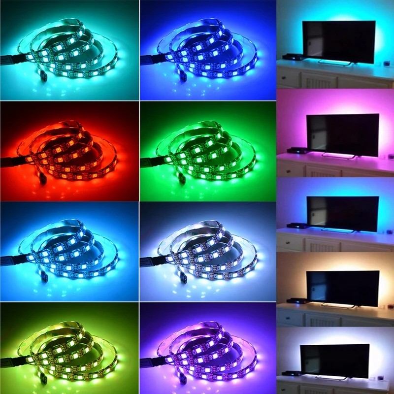 Luzes led rgb com bateria usb 5v luzes de tira led ir controle remoto fita flexí
