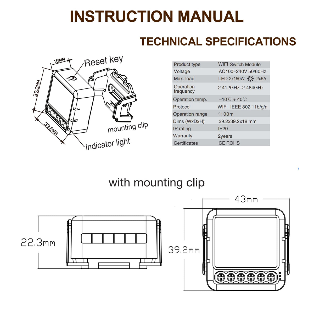 Módulo de interruptor inteligente tuya wifi suporta controle de 2 vias, controle