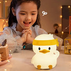Mini Luminária Abajur Patinho Led colorido Silicone Touch Recarregável para Cria