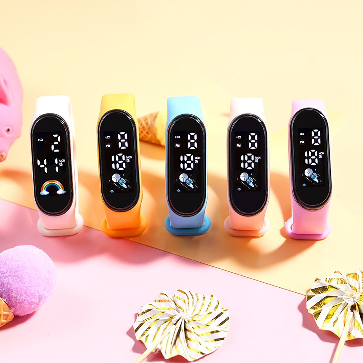 Kawaii Impermeável Relógio Inteligente para Crianças, Relógios Digitais para Men