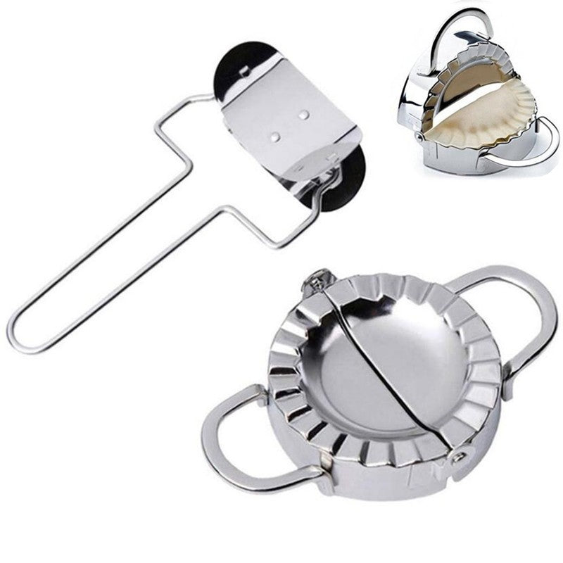2 pçs/set molde de bolinho de aço inoxidável preguiçoso deve-ravioli fazendo mol