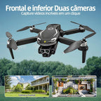 DLI Drone V88 Pro Preto 4K FPV WiFi Dobrável Motor Sem Escova Câmera Dupla Contr