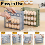 Rack de ovos para geladeira de 3 camadas com 30 pacotes Recipiente de armazename