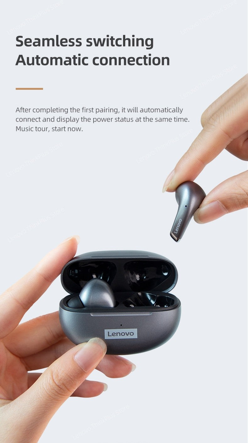 Lenovo-LP5 Fones De Ouvido Sem Fio Bluetooth, Fones De Música HiFi, Fones De Ouv