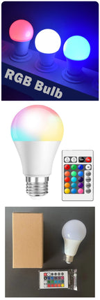 16 núcleos rgb lâmpada led multicolorida e27 220v iluminação doméstica regulável