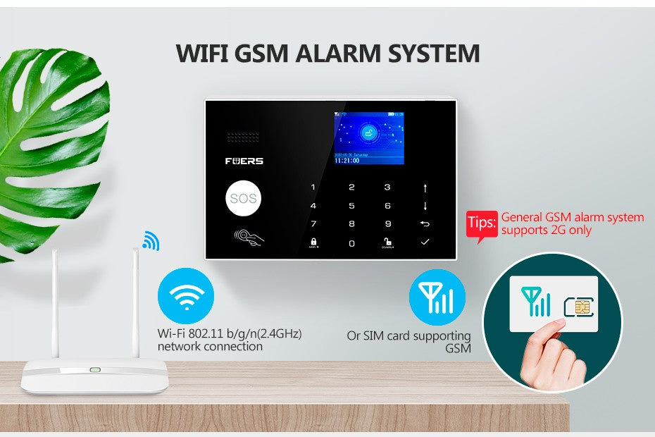 Fuers wifi gsm sistema de alarme sem fio casa sistema alarme segurança do assalt