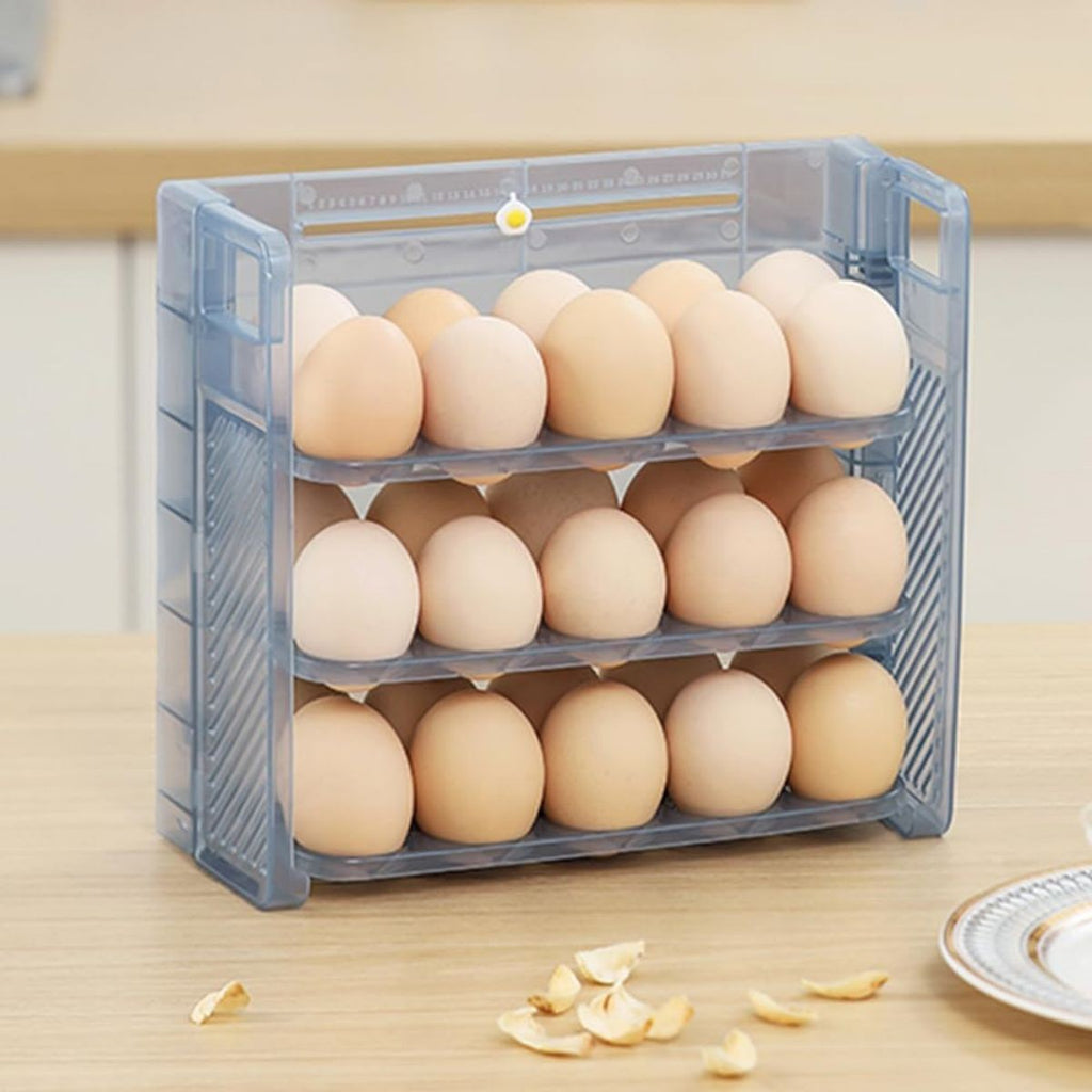 Rack de ovos para geladeira de 3 camadas com 30 pacotes Recipiente de armazename