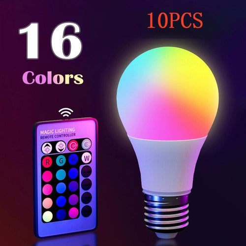 16 núcleos rgb lâmpada led multicolorida e27 220v iluminação doméstica regulável