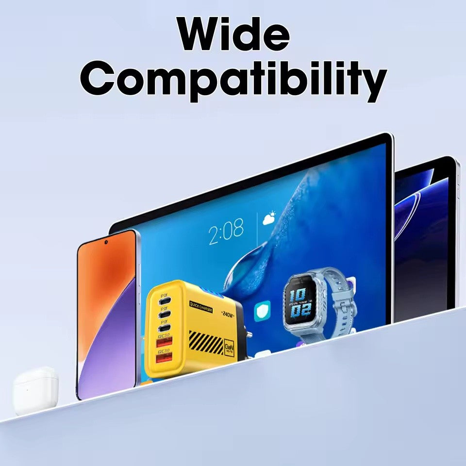 Carregador de Mesa GaN 5 em 1 para iPhone 17 16 Pro, Laptop Samsung, Adaptador d