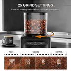 Moedor de grãos de café cônico elétrico com 25 configurações de moagem para café