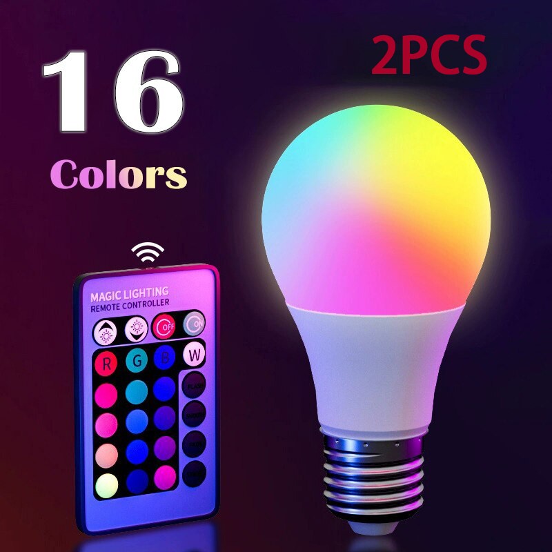 16 núcleos rgb lâmpada led multicolorida e27 220v iluminação doméstica regulável