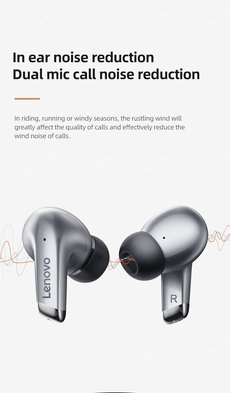 Lenovo-LP5 Fones De Ouvido Sem Fio Bluetooth, Fones De Música HiFi, Fones De Ouv