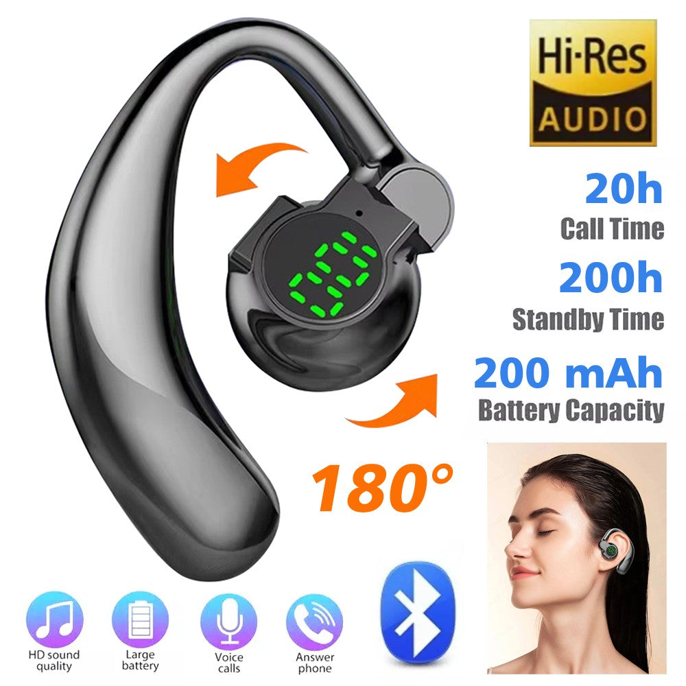 Fones de ouvido sem fio bluetooth 5.4 gancho de orelha com microfone handsfree h