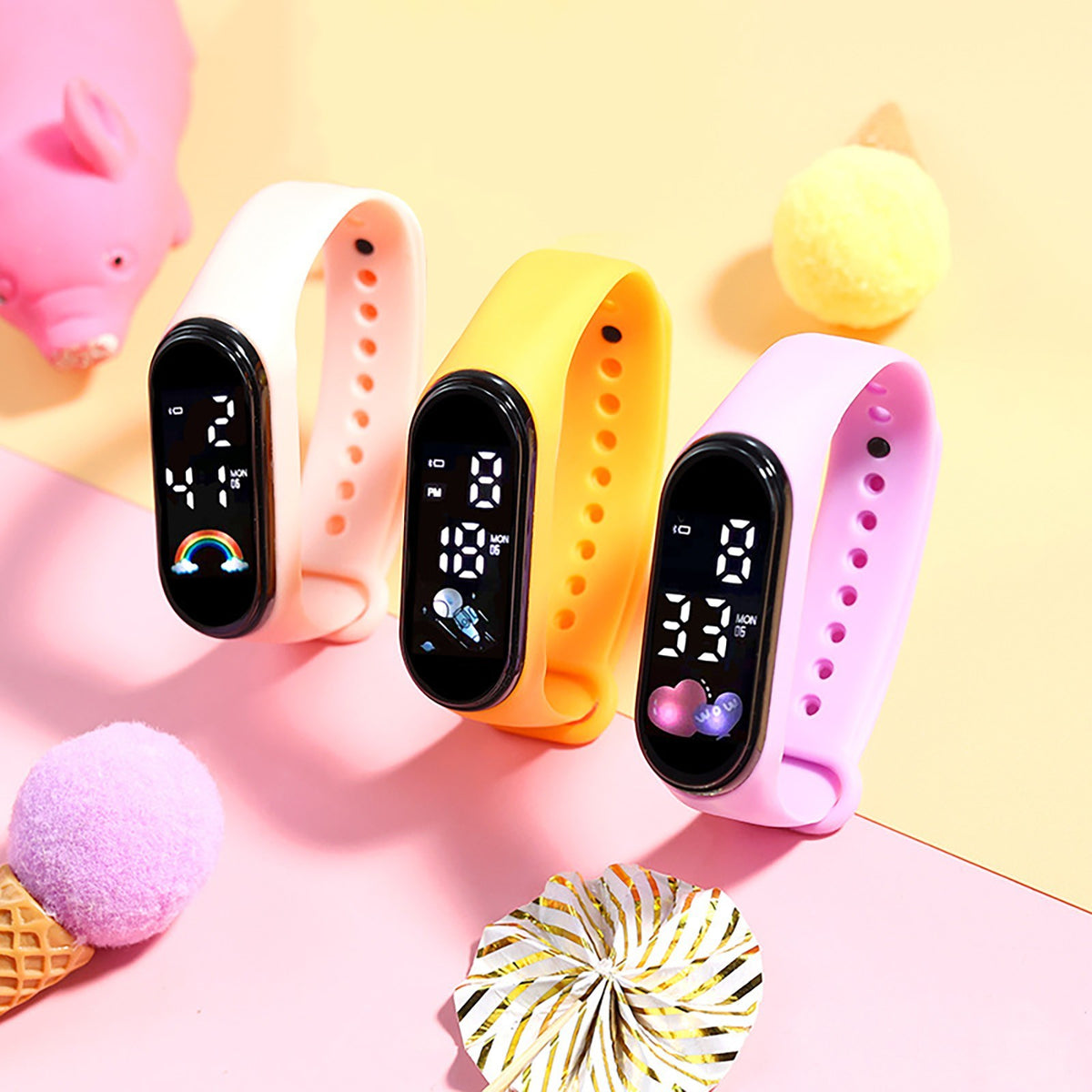 Kawaii Impermeável Relógio Inteligente para Crianças, Relógios Digitais para Men