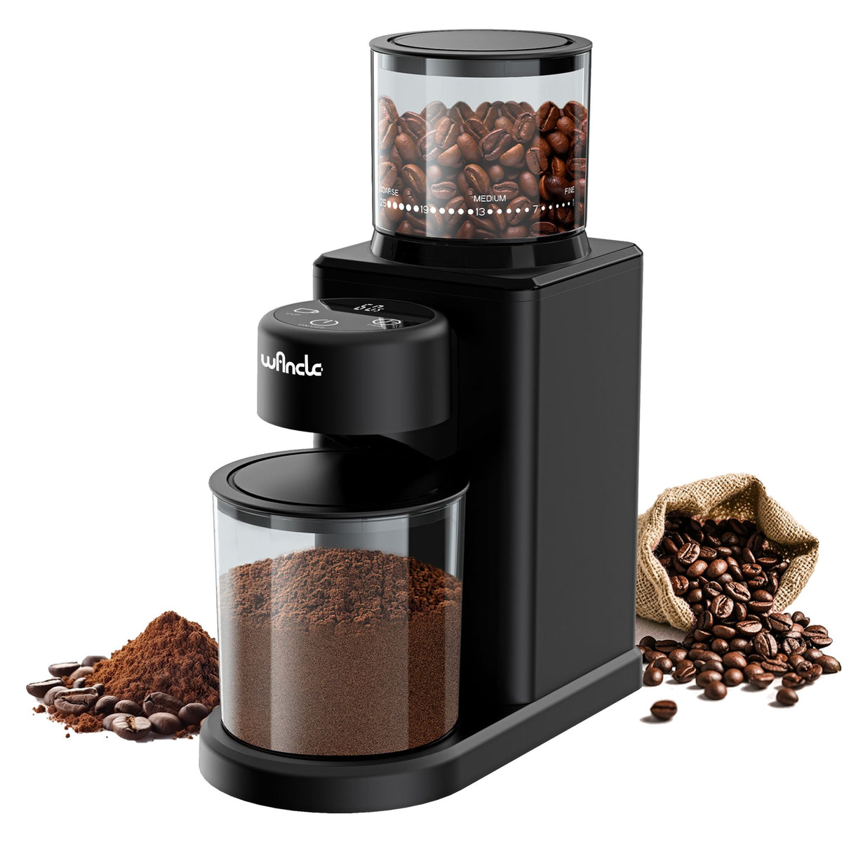 Moedor de grãos de café cônico elétrico com 25 configurações de moagem para café