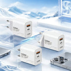 Carregador USB C GaN de 120W com 2 portas, carregamento rápido para iPhone, Sams