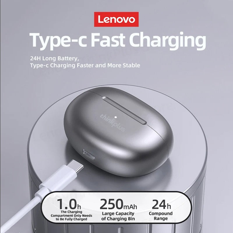 Lenovo-LP5 Fones De Ouvido Sem Fio Bluetooth, Fones De Música HiFi, Fones De Ouv
