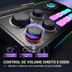 FIFINE Mixer de jogos com RGB para chat de voz / streaming / podcast, Mixer de á
