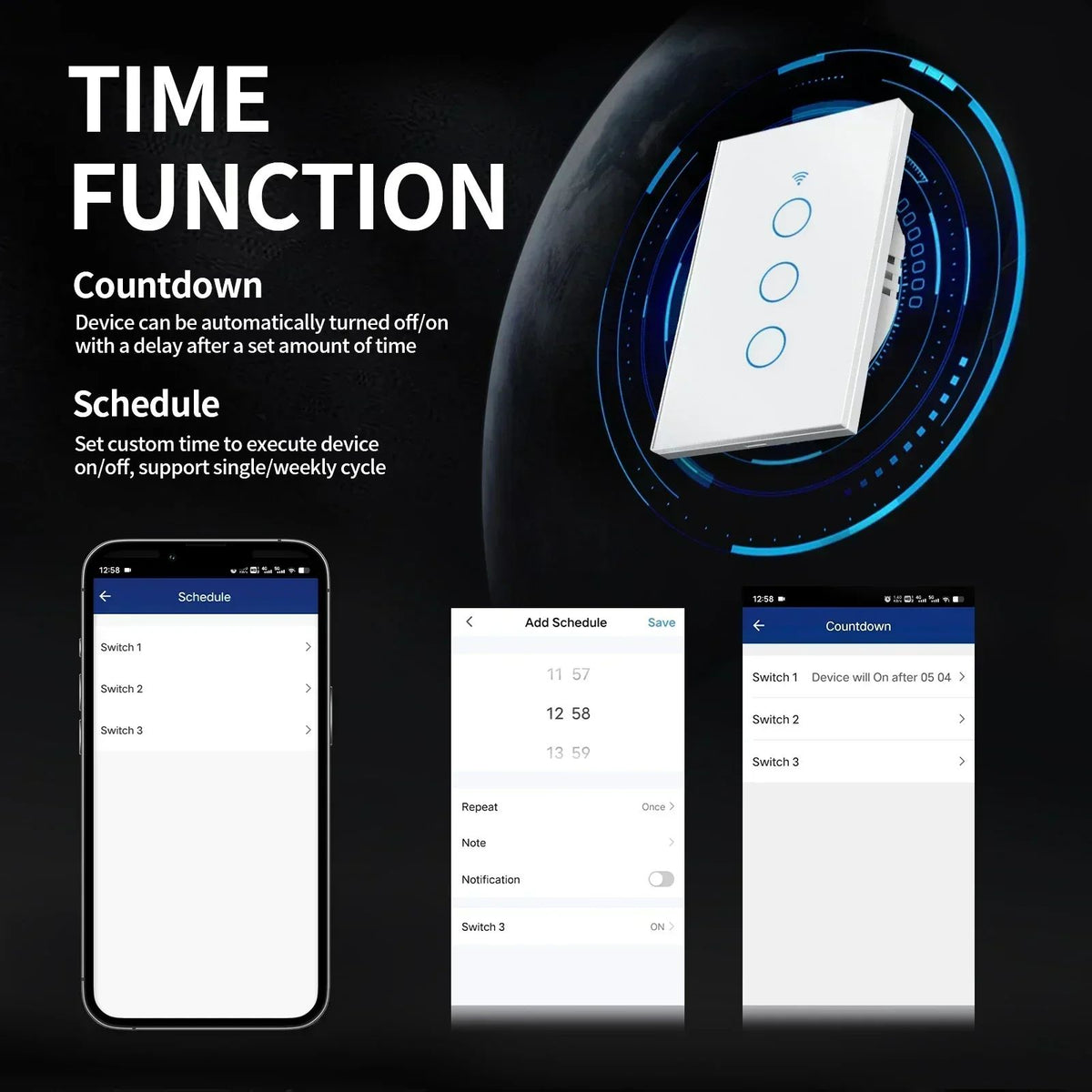 Tuya vida inteligente casa wi fi interruptor de parede remoto sem fio controle s