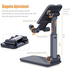 Suporte Dobrável Ajustável Universal para Celular e Tablet Preto e Branco para M