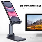 Suporte Dobrável Ajustável Universal para Celular e Tablet Preto e Branco para M