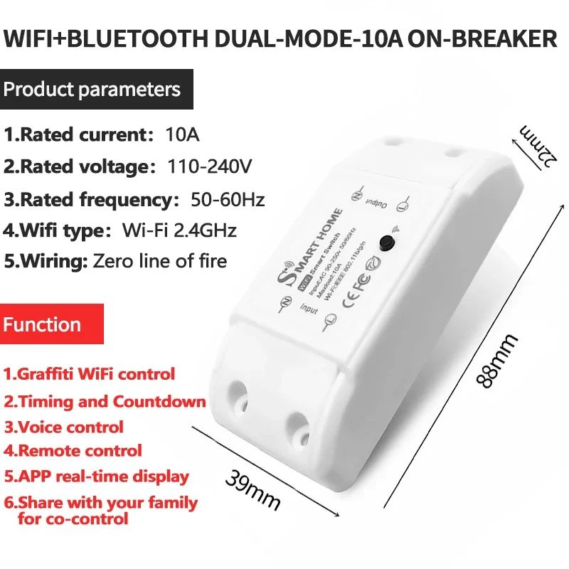 Casa inteligente wi fi interruptor remoto sem fio interruptor domótico módulo co