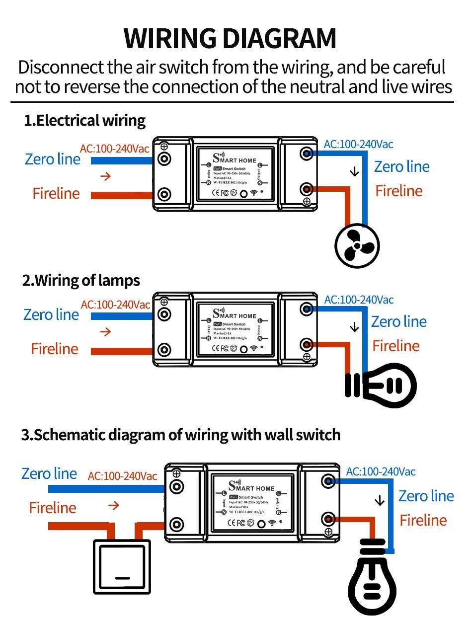 Casa inteligente wi fi interruptor remoto sem fio interruptor domótico módulo co