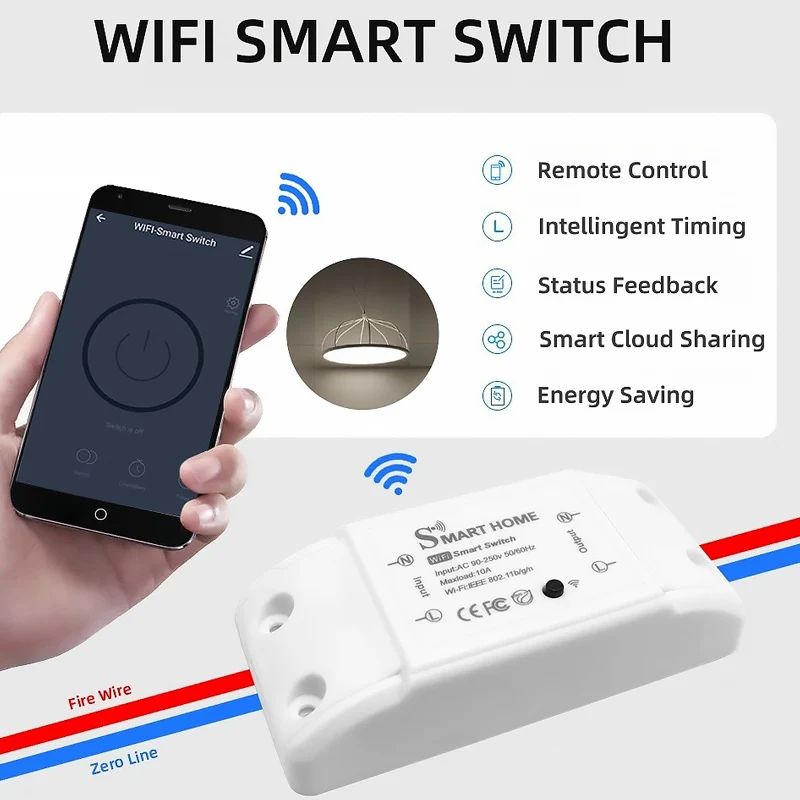 Casa inteligente wi fi interruptor remoto sem fio interruptor domótico módulo co