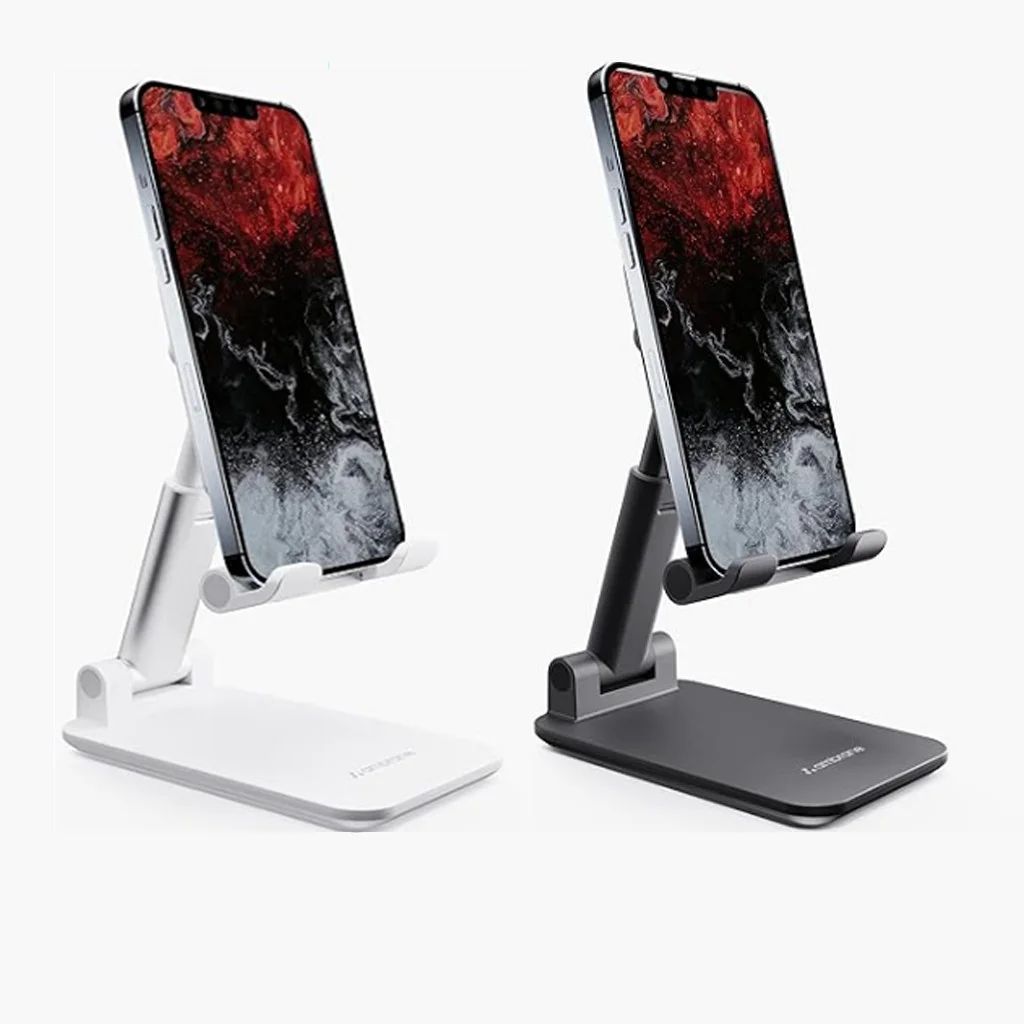 Suporte Dobrável Ajustável Universal para Celular e Tablet Preto e Branco para M