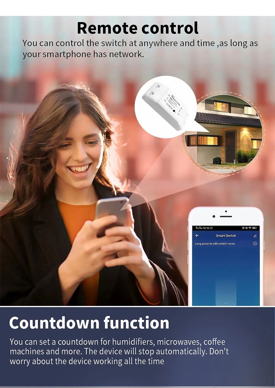 Casa inteligente wi fi interruptor remoto sem fio interruptor domótico módulo co