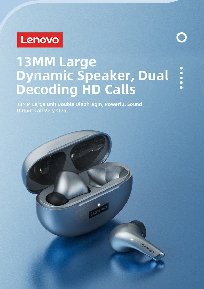 Lenovo-LP5 Fones De Ouvido Sem Fio Bluetooth, Fones De Música HiFi, Fones De Ouv