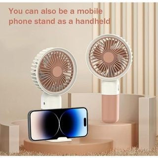 Mini Ventilador Portátil Silencioso Recarregável Mão/Mesa com Suporte de Celular