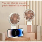 Mini Ventilador Portátil Silencioso Recarregável Mão/Mesa com Suporte de Celular