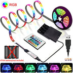 Luzes led rgb com bateria usb 5v luzes de tira led ir controle remoto fita flexí