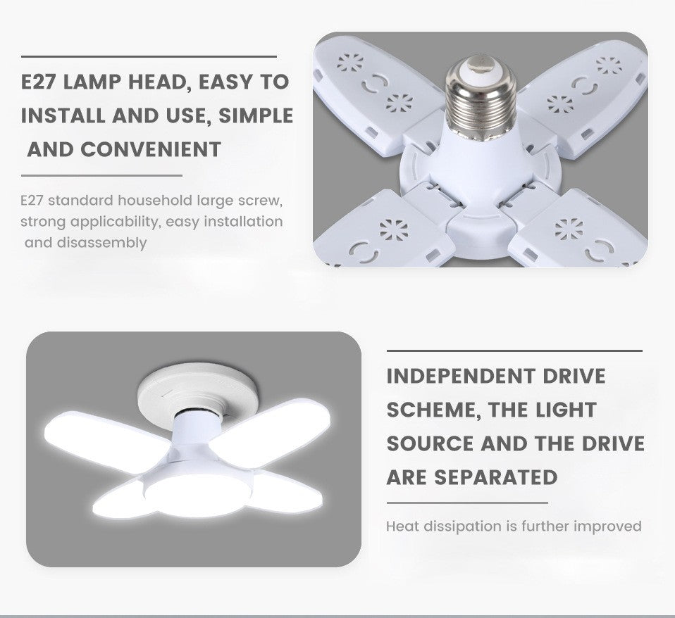 E27 ventilador forma dobrável 28w lâmpada led ac220v/110v deformação para casa d