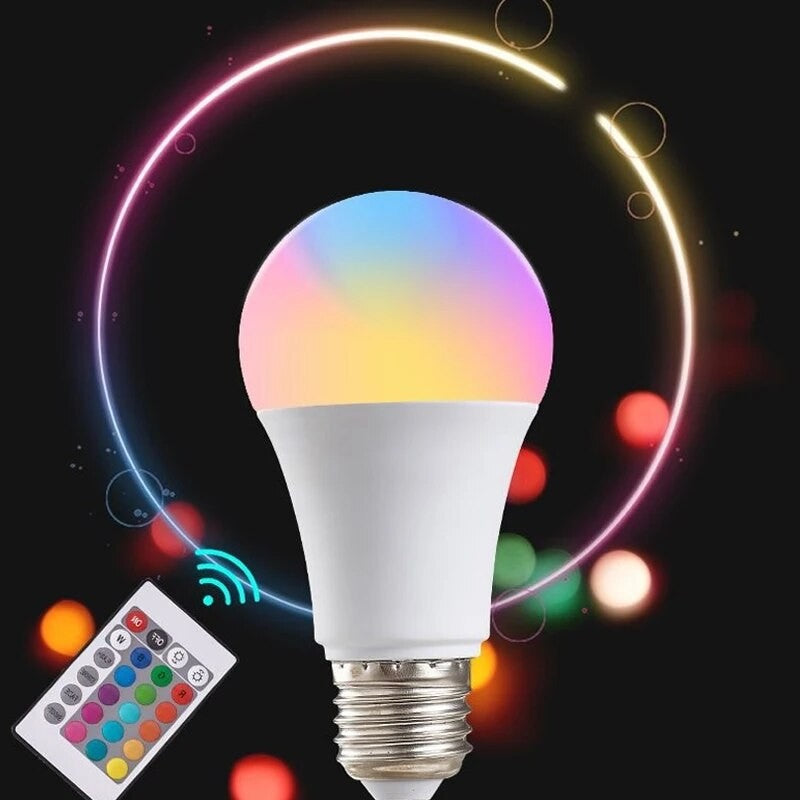 16 núcleos rgb lâmpada led multicolorida e27 220v iluminação doméstica regulável