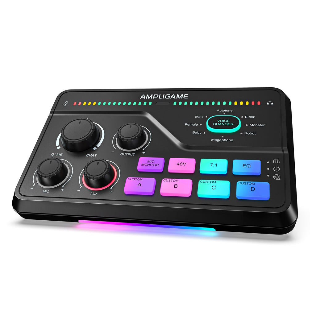 FIFINE Mixer de jogos com RGB para chat de voz / streaming / podcast, Mixer de á