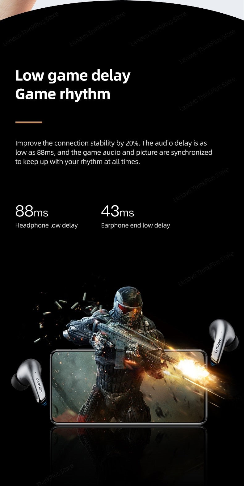 Lenovo-LP5 Fones De Ouvido Sem Fio Bluetooth, Fones De Música HiFi, Fones De Ouv