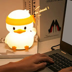 Mini Luminária Abajur Patinho Led colorido Silicone Touch Recarregável para Cria