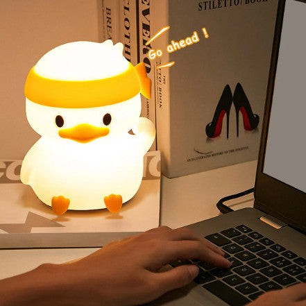 Mini Luminária Abajur Patinho Led colorido Silicone Touch Recarregável para Cria