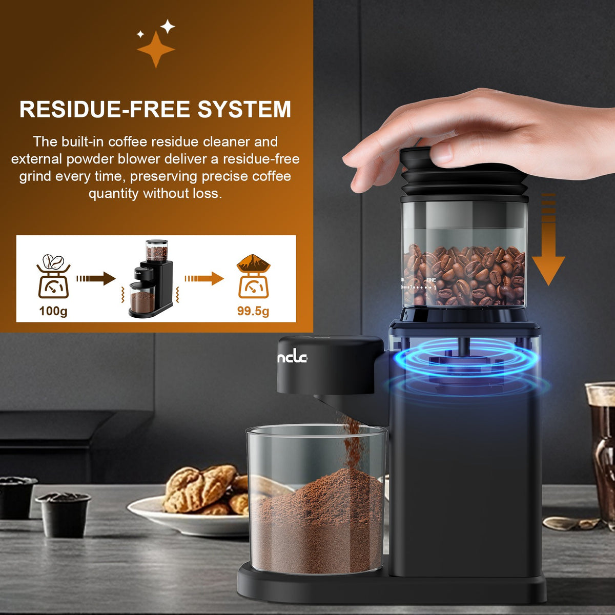 Moedor de grãos de café cônico elétrico com 25 configurações de moagem para café